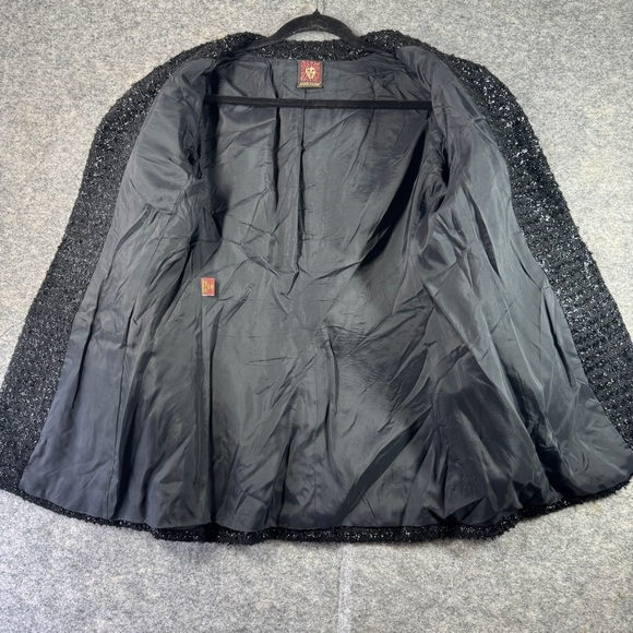 Vintage Anne Klein Black 80s 90s Metallic Embellished Wool Blend Blazer Size 10 - Picture 7 of 16